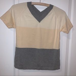 Tommy Hilfiger Cream White Gray Stripe Knit Shirt